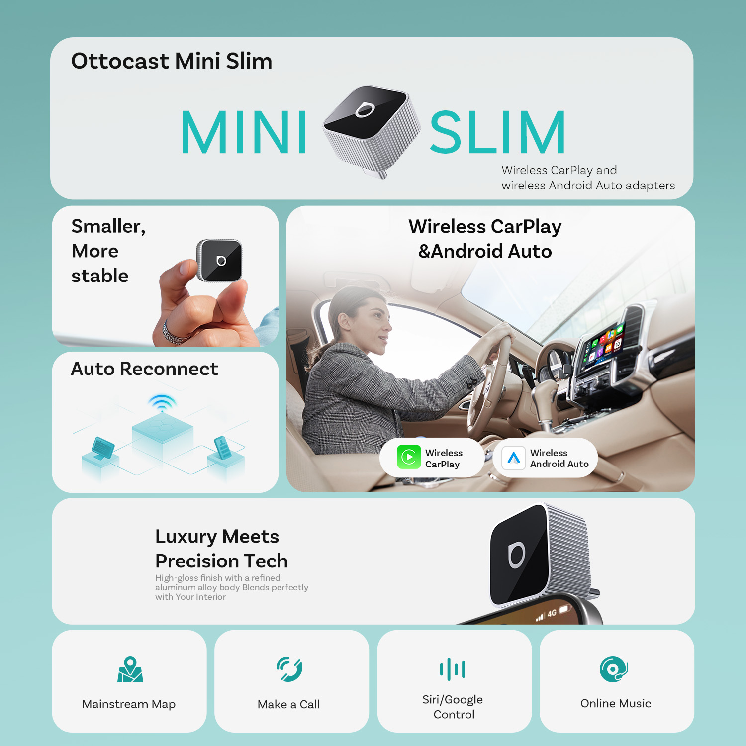 Ottocast Mini Slim Wireless Ca - Bluetooth Adapter Receiver recensione e prezzo